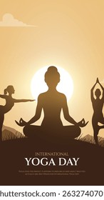 international yoga day. yoga body posture. Woman practicing yoga. vector illustration design. 21 june International yoga day vector poster