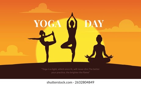 international yoga day. yoga body posture. Woman practicing yoga. vector illustration design. 21 june International yoga day vector poster