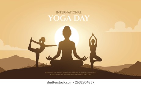 international yoga day. yoga body posture. Woman practicing yoga. vector illustration design. 21 june International yoga day vector poster
