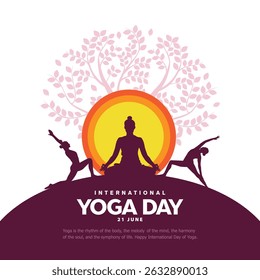 international yoga day. yoga body posture. Woman practicing yoga. vector illustration design