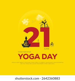 international yoga day. yoga body posture. Woman practicing yoga. creative 3D vector illustration design