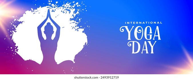international yoga day celebration banner with grungy effect vector