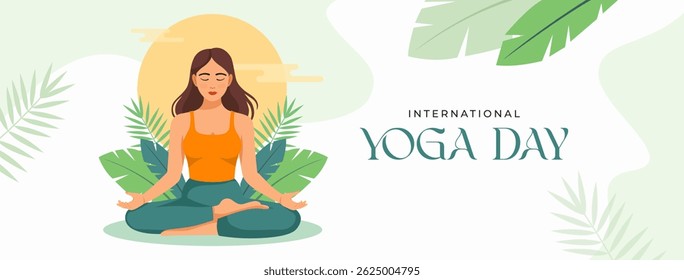 International Yoga Day Celebration Banner Template Design Illustration