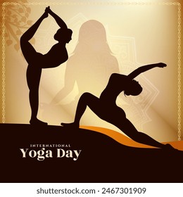International Yoga day celebration greeting background vector