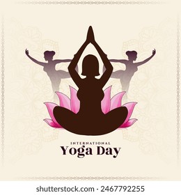 International Yoga day celebration greeting background vector