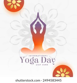 international yoga day celebration poster, woman doing lotus asana vector