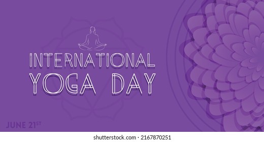 International Yoga Day concept design for posters, advertisement , wallpaper and website banners. June 21st celebration world yoga day. Elegant floral pattern theme.