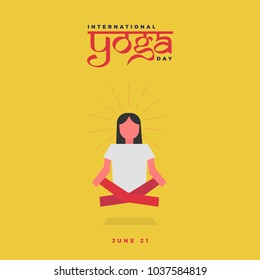 International Yoga Day Concept. Vector illustration of a girl in yoga pose.