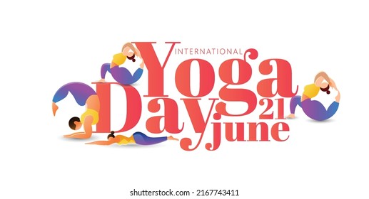 International Yoga Day Creative illustration of woman doing yoga for International Yoga Day on 21st June