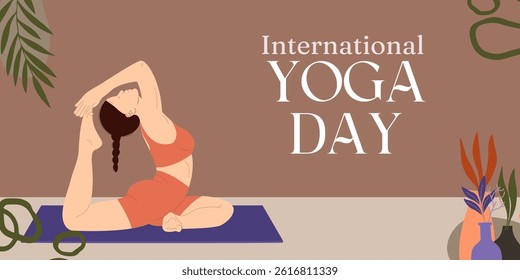 International Yoga Day design concept for poster, banner, background. Yoga poses vector illustration aesthetic design.