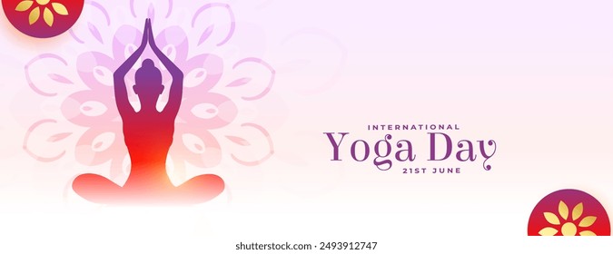 international yoga day event poster woman in yoga posture vector