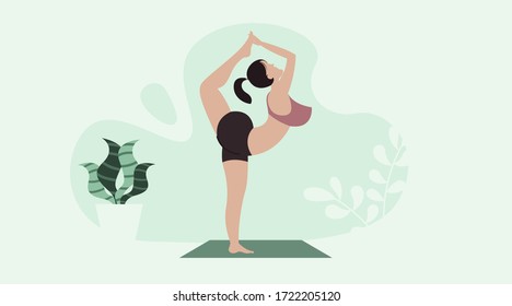 International yoga day flat illustration vector. Illustration of woman yoga