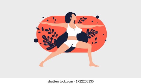 International yoga day flat illustration vector. Illustration of woman yoga