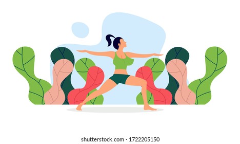 International yoga day flat illustration vector. Illustration of woman yoga