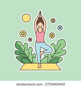 International Yoga Day Flat Vector Illustration