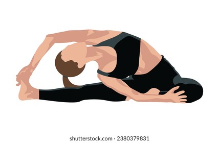 international yoga day. girl does yoga. heals the body and soul. boosts immunity. vector. illustration. advertising EPS10