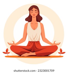 International Yoga Day, girl doing Yoga, yoga day banner or poster with woman in lotus pose Vector Illustration