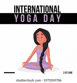 International yoga day greeting card for special event banner design. Vector graphic illustration.