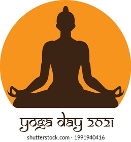 The International Yoga Day icon representing  women in padmasna yoga pose