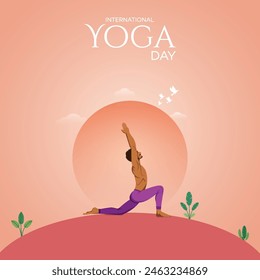 día internacional del yoga, ilustración, día del yoga, Vector. póster, post, feliz, 21 junio