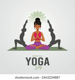 international yoga day, illustration, yoga day, vector. poster, post, happy, 21 June