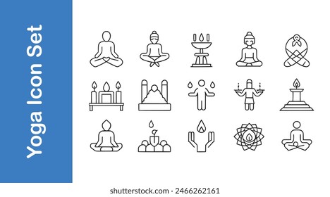 International Yoga Day line icon set with vector collections.