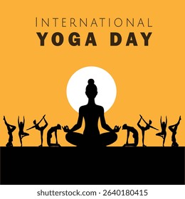 International Yoga Day. Meditation Practice and Body Posture exercise concept with yoga day vector