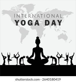 International Yoga Day. Meditation Practice and Body Posture exercise concept with yoga day vector