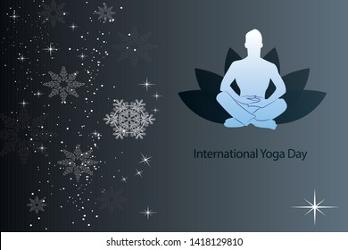 International Yoga Day on 21st June Men Doing Yoga- Vector