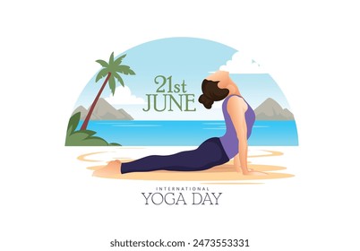 International Yoga Day on 21st June, girls doing asana and meditation practice yoga day