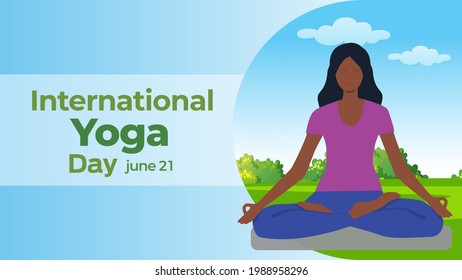 international yoga day on june 21 business brochure flyer banner design horizontal template vector, cover presentation abstract, modern publication poster and flag-banner, layout in rectangle size.