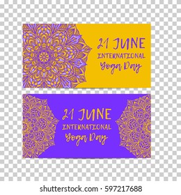 International Yoga Day, oriental pattern, vector illustration. Islam, Arabic Indian turkish motifs
