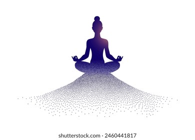 international yoga day, particle style woman doing lotus asana vector