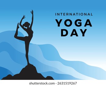 internacional ioga dia cartaz vetor minimalista ilustração, meditação, alma, calma