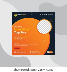 International yoga day social media post template. Yoga social media post design or square business social media post banner. World yoga day social media post template pro vector.