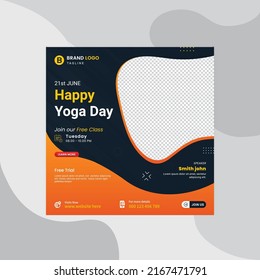 International yoga day social media post template. Yoga social media post design or square business social media post banner. World yoga day social media post template pro vector.