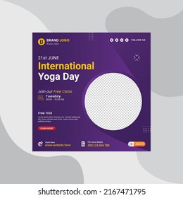 International yoga day social media post template. Yoga social media post design or square business social media post banner. World yoga day social media post template pro vector.