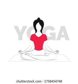 International Yoga day Vector illustration. Woman meditating.