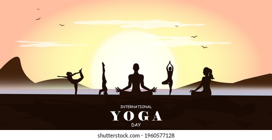 International yoga day vector illustration June 21.