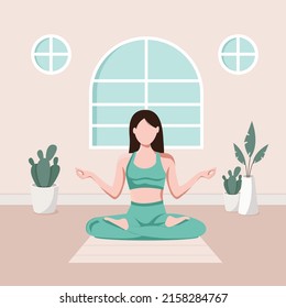 International Yoga Day Yoga Poses Flat Stock Vector (Royalty Free ...