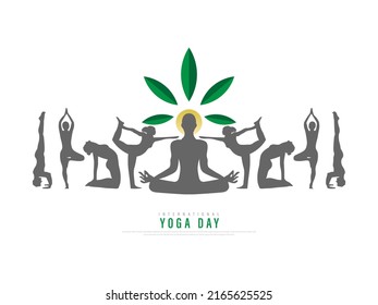 International yoga day vector illustration June 21.