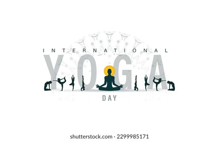 International yoga day, vector illustration