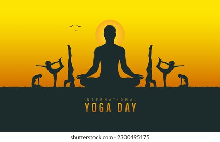 International yoga day, vector illustration