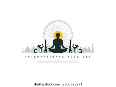 International yoga day, vector illustration