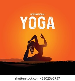 International Yoga Day vector illustration. International Yoga Day social media template, banner, poster design.