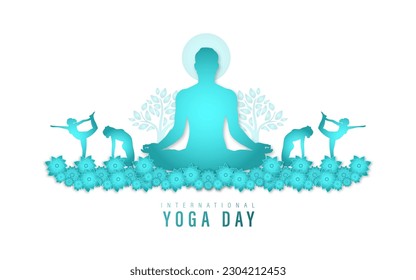 International yoga day, vector illustration