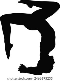 International Yoga Day Vector Illustration. Woman Yoga Pose Silhouette. Isolated on White Background