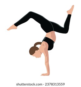 international yoga day, vector image, illustration, girl strengthens the health of body and soul EPS10