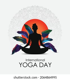 International Yoga day vector. Meditation Practice Yoga Colorful Fitness Concept. - Shutterstock ID 2064864995