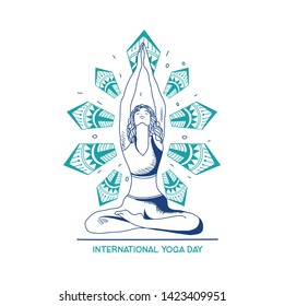 International yoga day web banner illustration